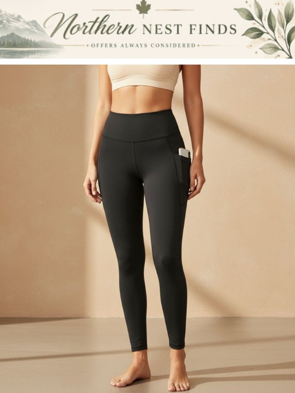 High Waisted Tummy Control Leggings with Pockets Yoga Gym Workout